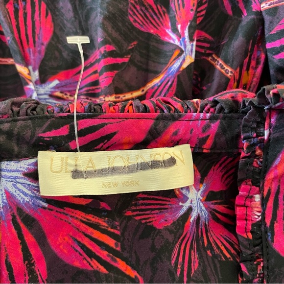 New! Ulla Johnson Caprice Purple Red Floral Print Cotton Midi Dress 22746 - Picture 12 of 15